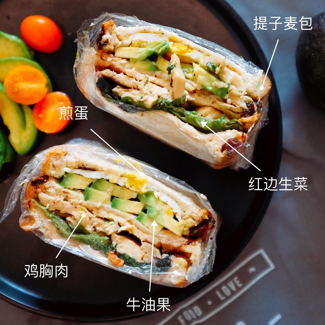 鸡肉牛油果三明治