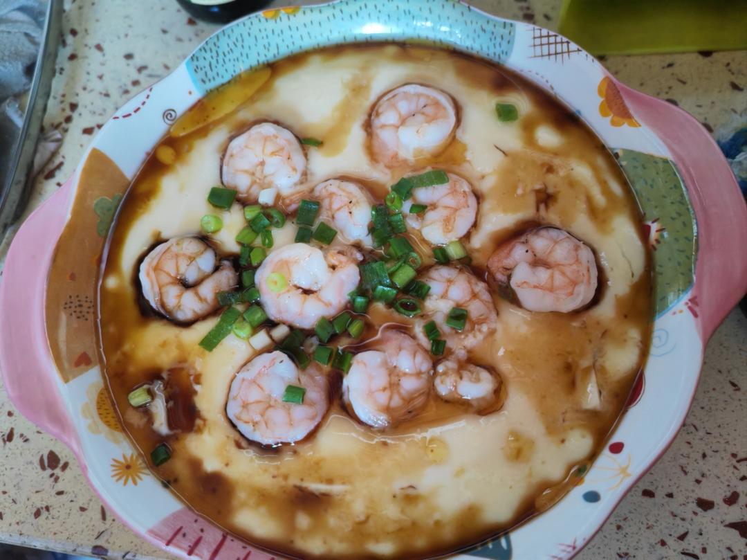 虾仁鸡蛋蒸豆腐