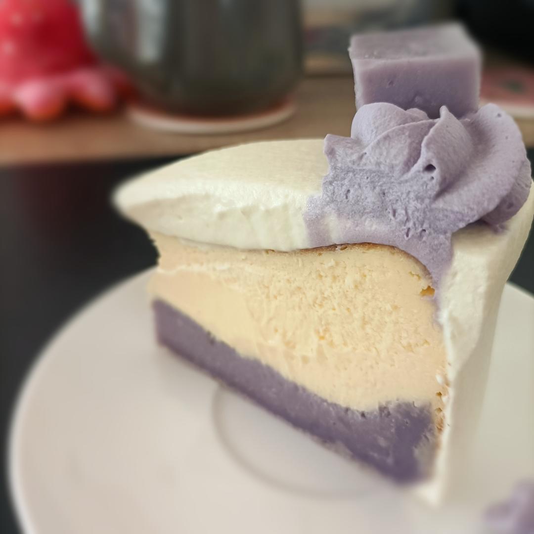 芋泥💜奶冻巴斯克凹蛋糕|一口下去三重味蕾