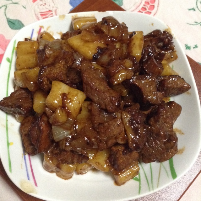 黑椒年糕牛肉粒