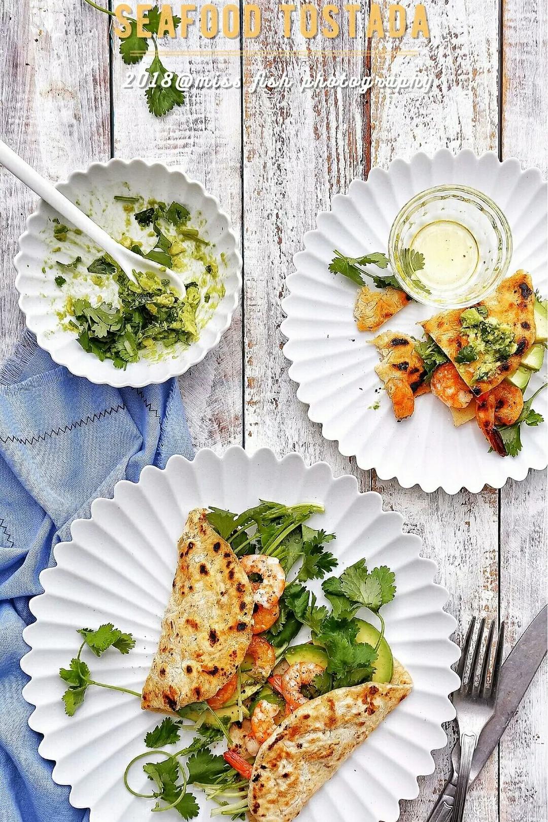 牛油果大虾薄饼