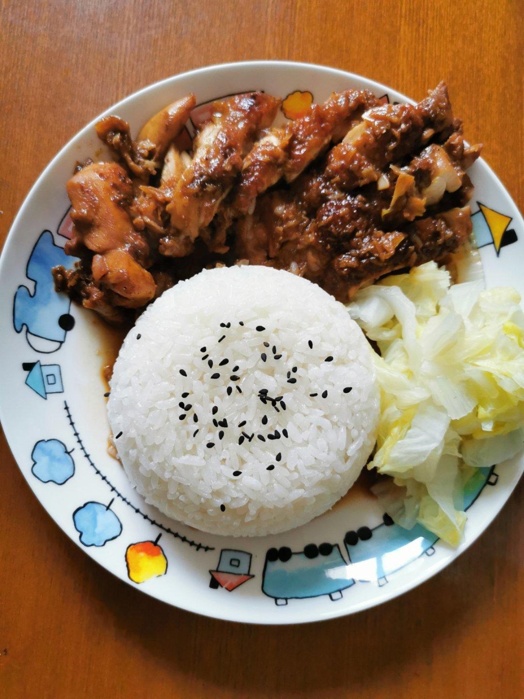 照烧蒜香版鸡腿饭的做法