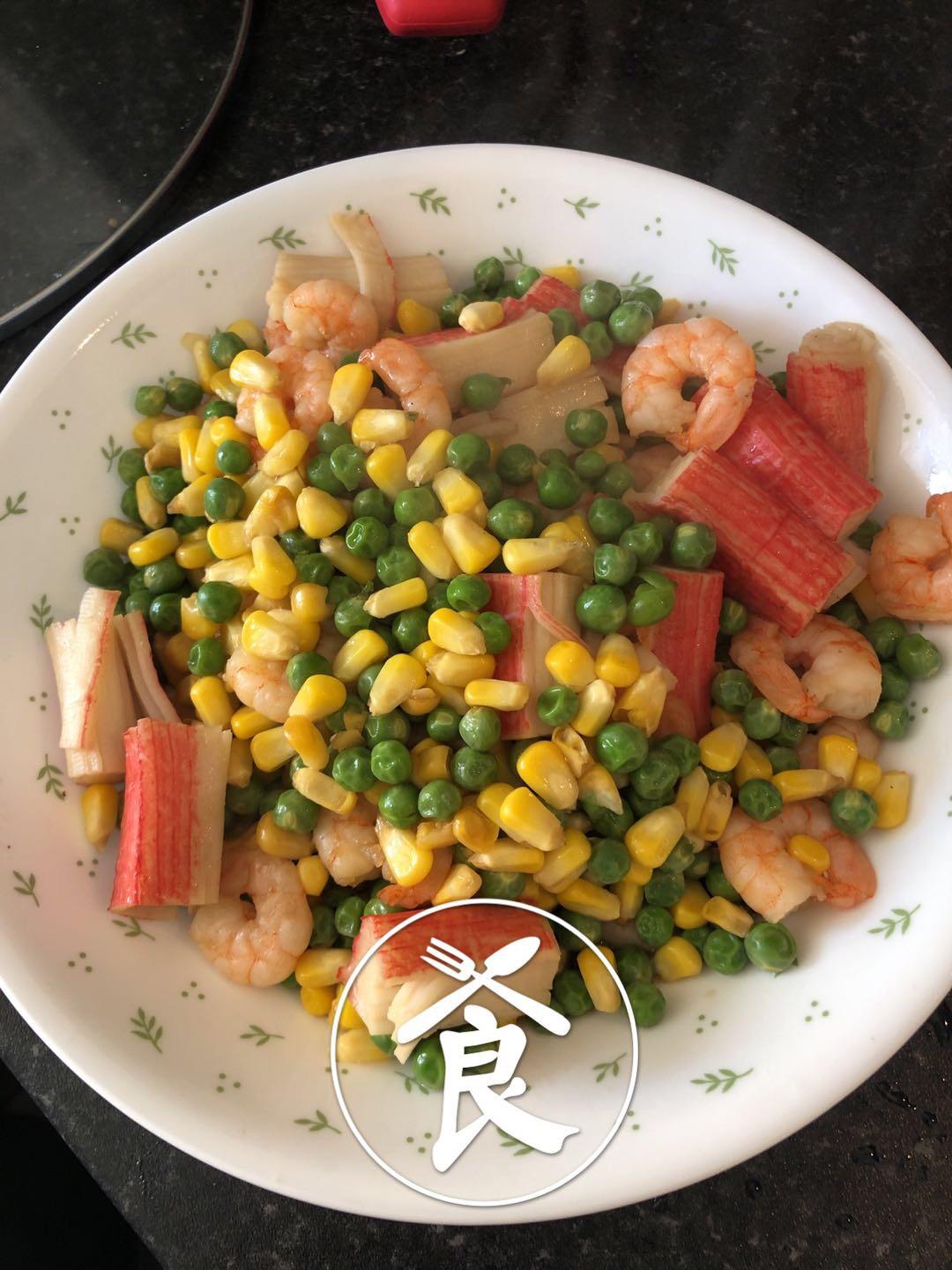 青豆虾仁玉米粒