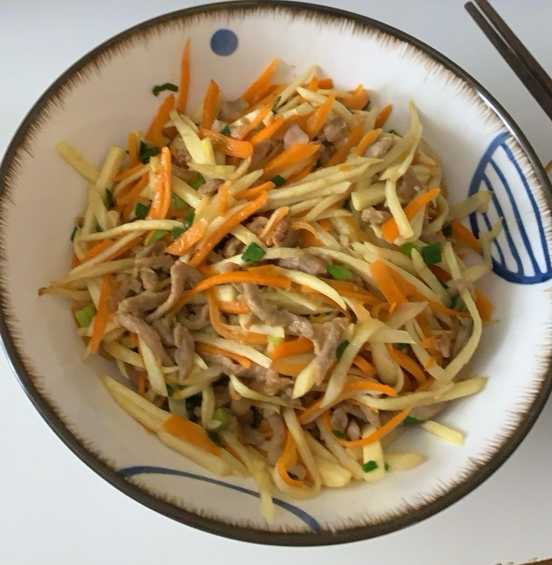 ♨️家常菜.茭白炒肉丝.马克西姆不粘锅