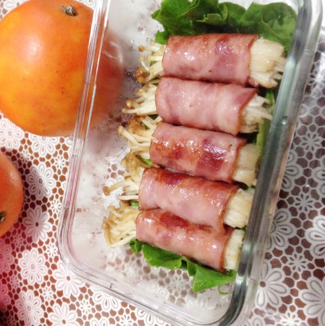 香煎培根金针菇卷