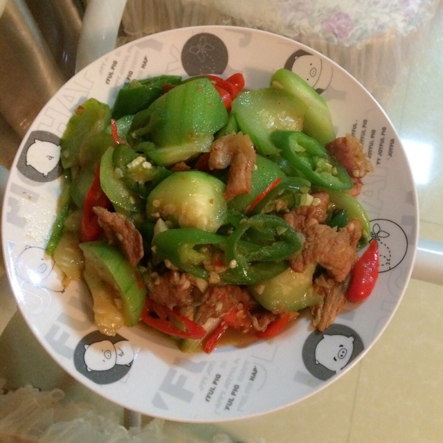 丝瓜炒肉片