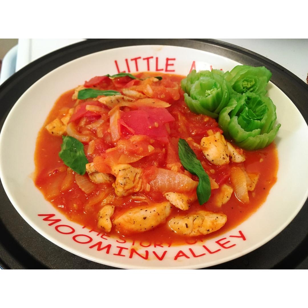 番茄炖鸡胸丨健康·三餐