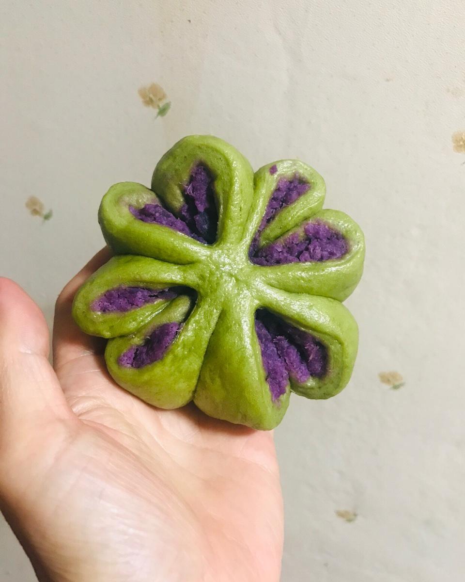 紫薯幸运草花卷