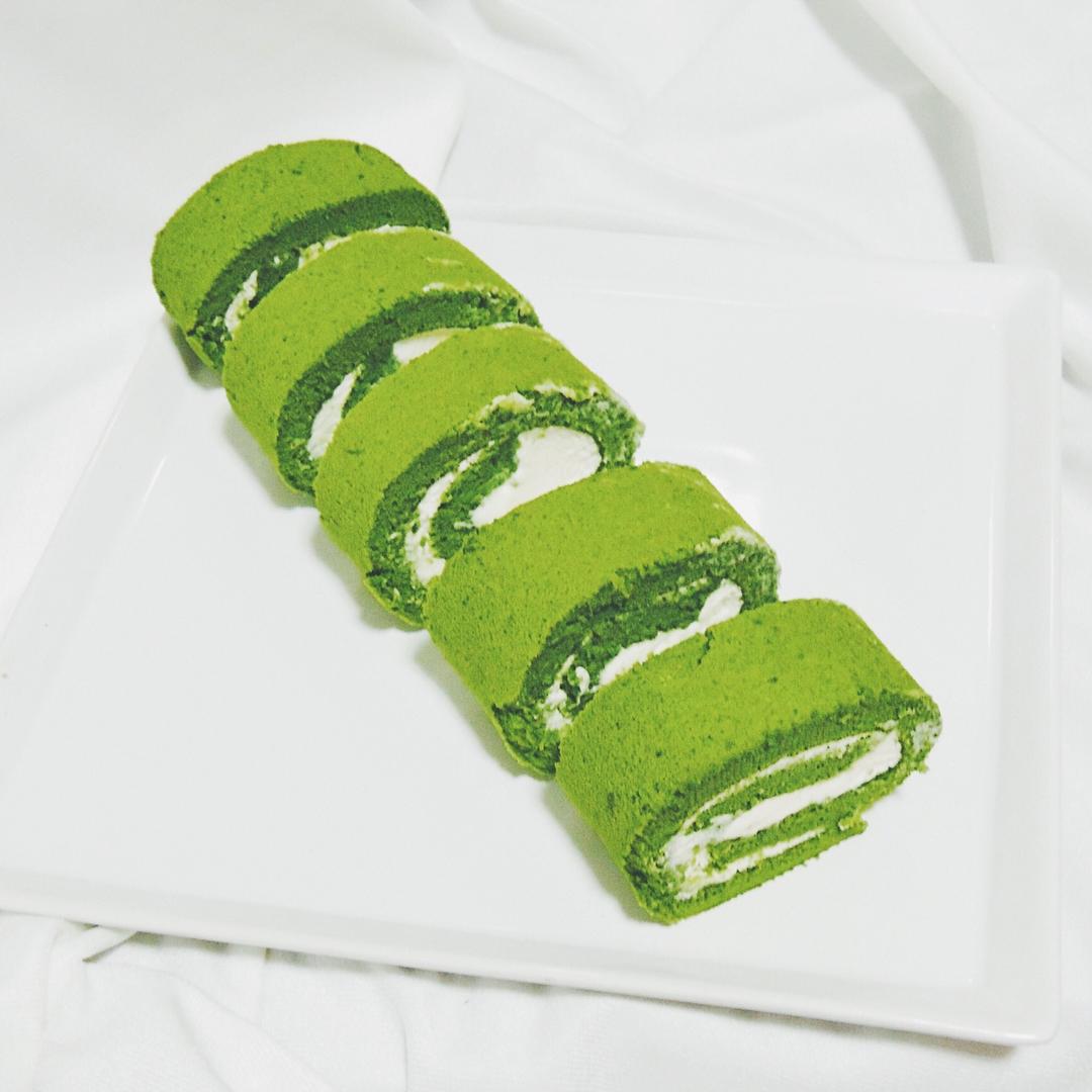 抹茶波点（条纹）蛋糕卷