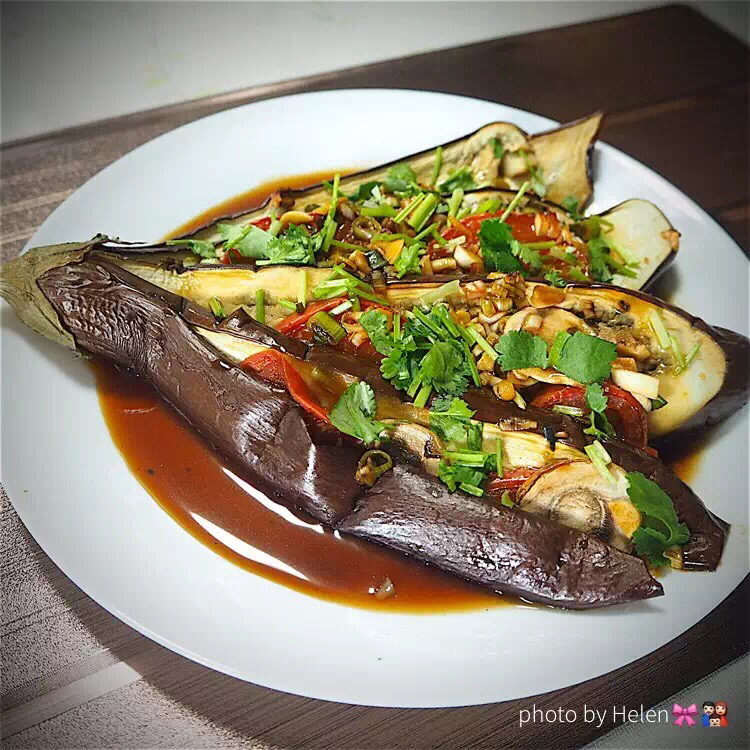 颜值担当！无油风琴烤茄子