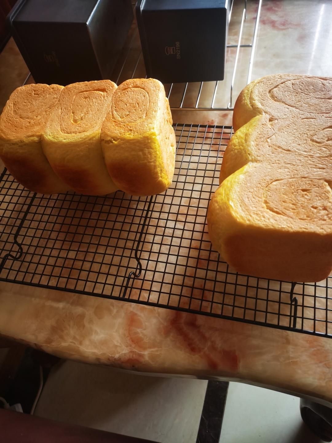 南瓜吐司，奶香南瓜吐司，极致柔软，直接法