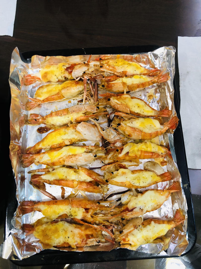 芝士焗大虾（烤箱版）