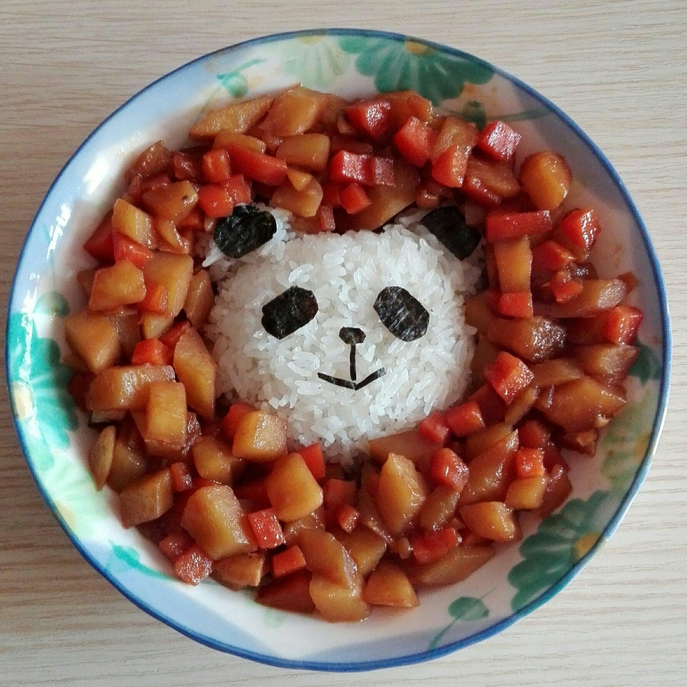 萌萌哒土豆红萝卜熊猫饭的做法
