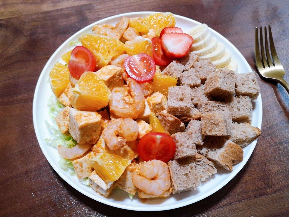 味噌姜汁豆腐虾仁橙香温沙拉【优质蛋白质】