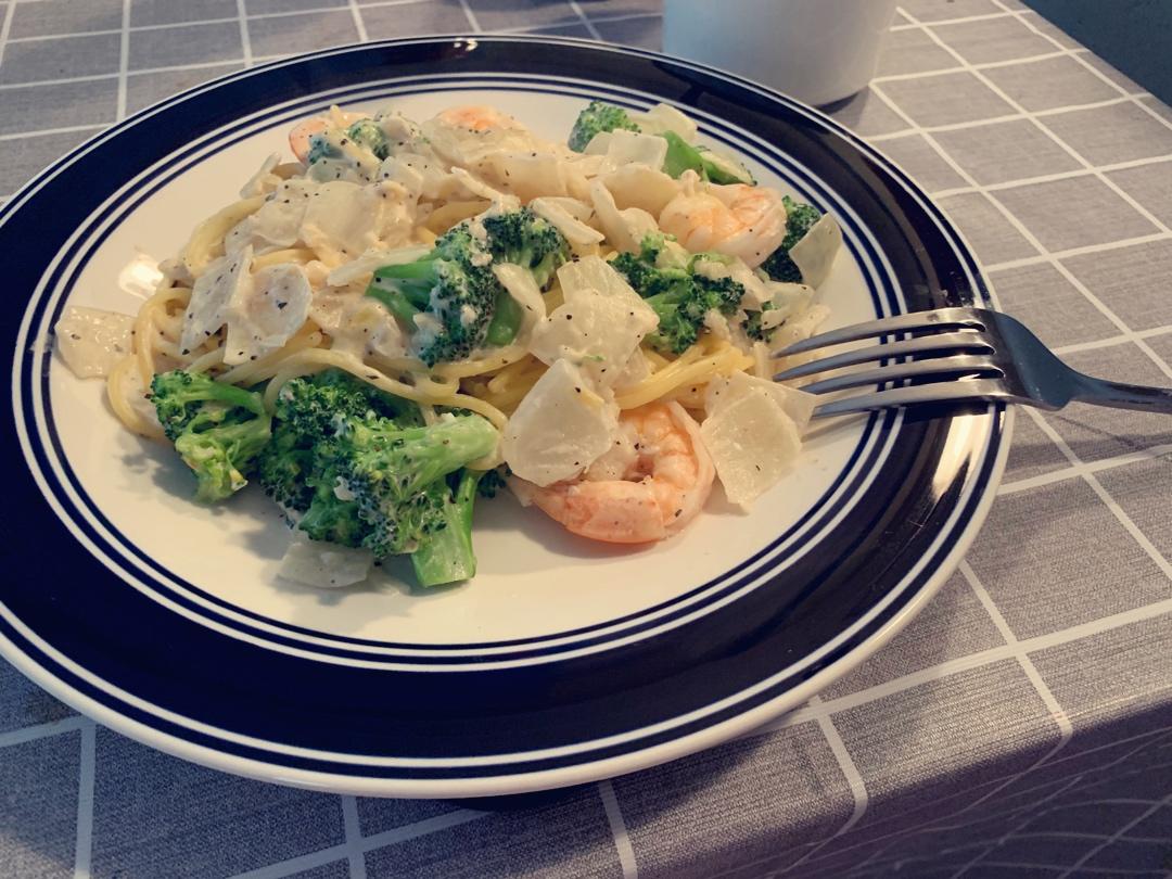 奶油大虾培根意粉