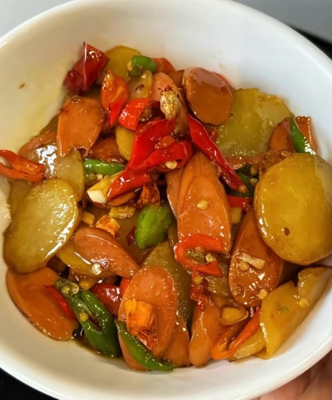 青椒火腿炒土豆片