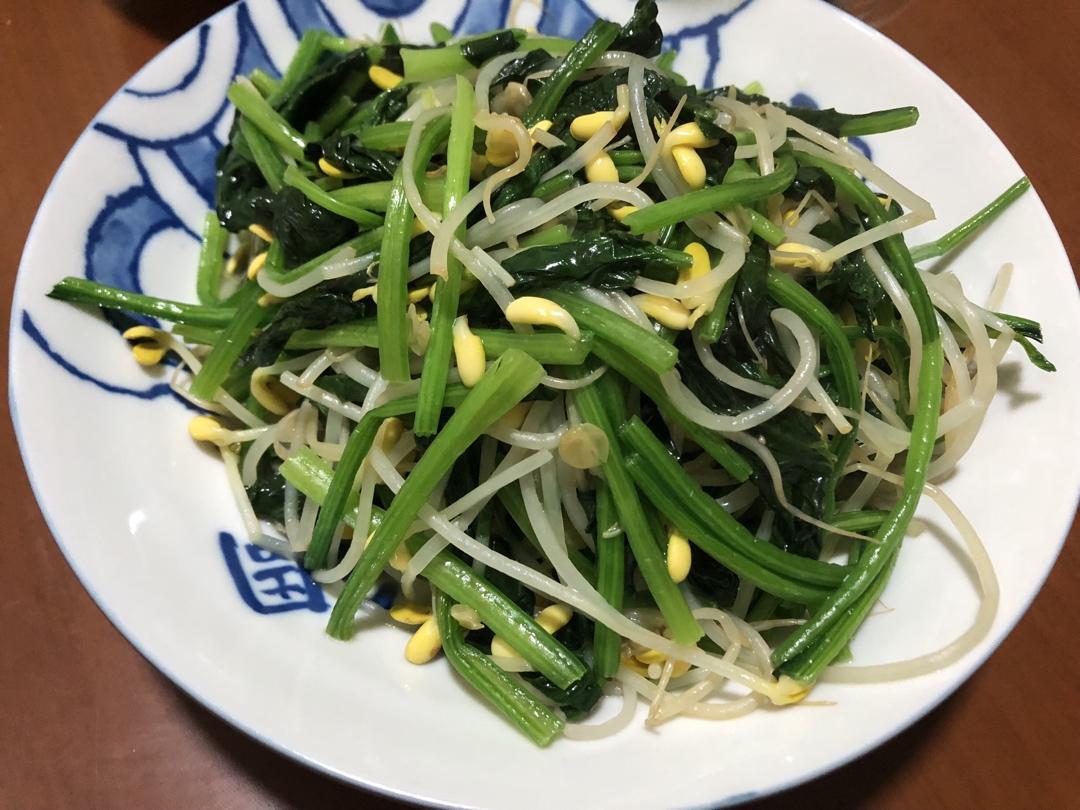 凉拌菠菜豆芽