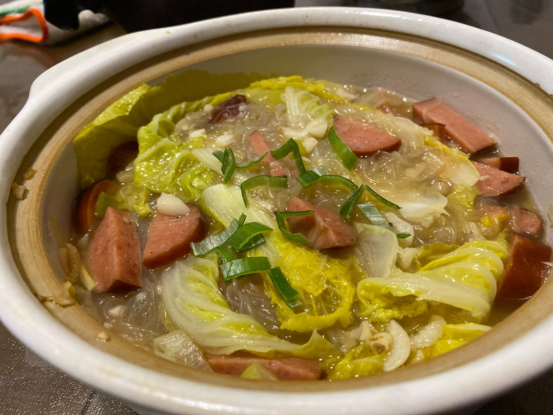 娃娃菜粉丝煲，低卡又鲜美