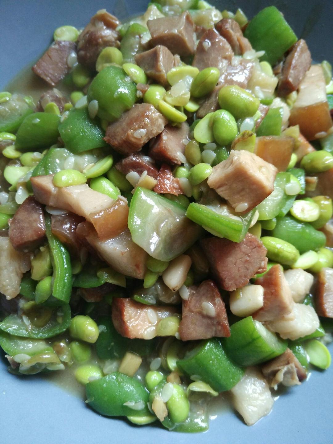 炒毛豆丝瓜