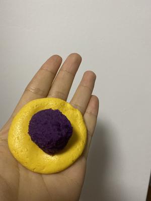 南瓜紫薯糯米糍配上焦香黄豆粉的做法 步骤6