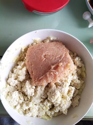 【烤箱/无油/减肥】土豆泥豆腐鸡胸肉饼（早餐/晚餐）的做法 步骤7