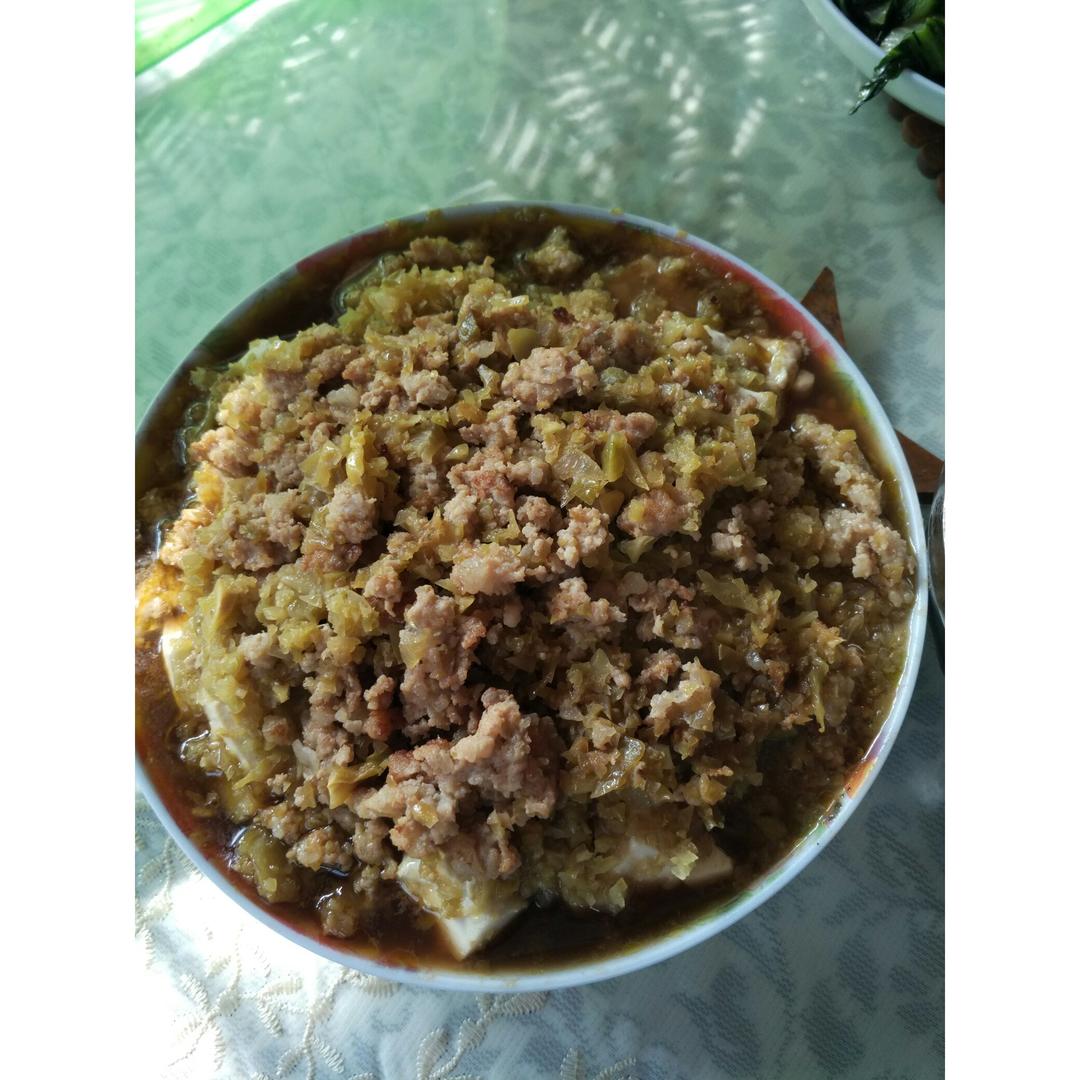 榨菜肉末蒸豆腐