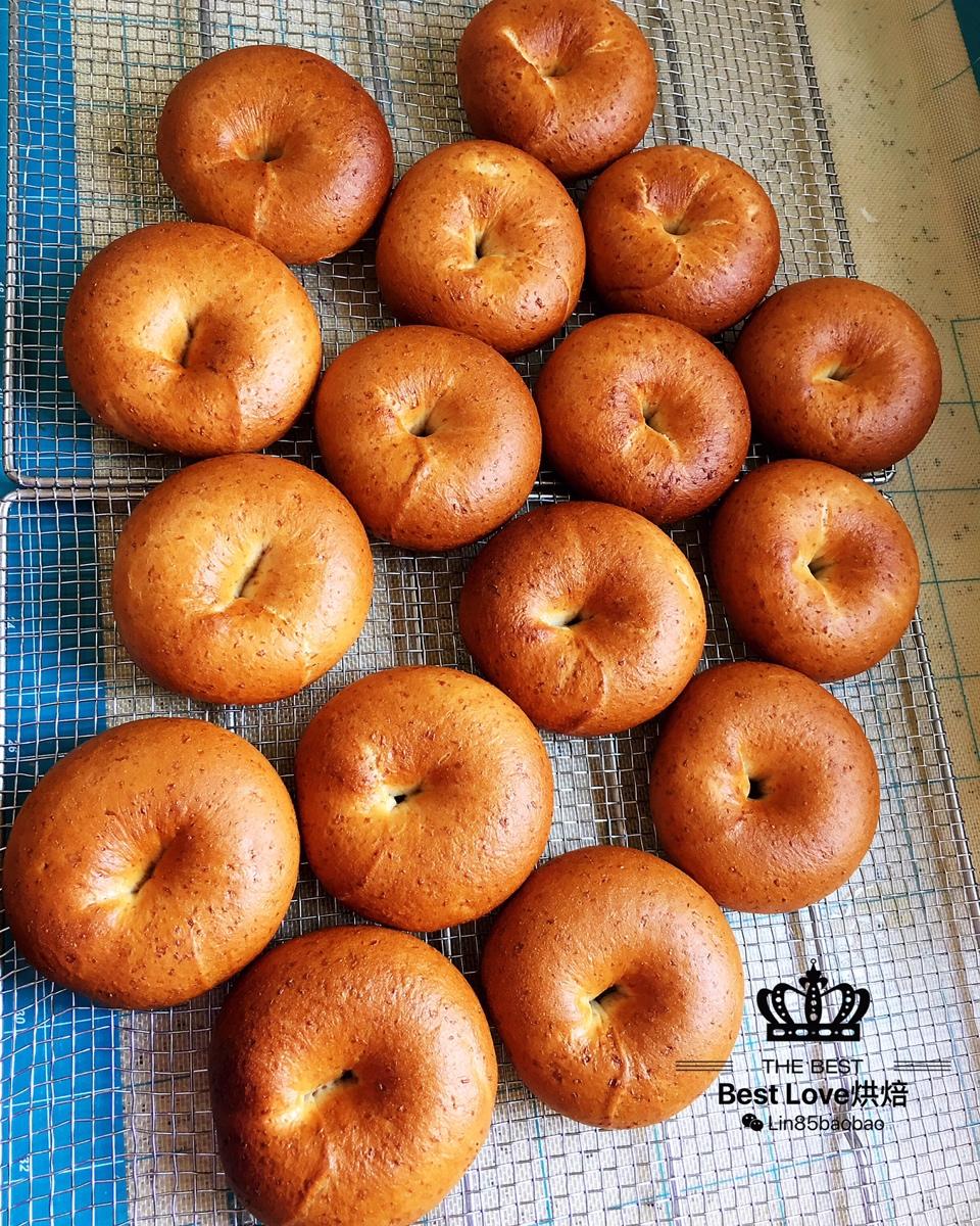 （无油）全麦黑麦贝果bagel~咬劲十足，越嚼越香
