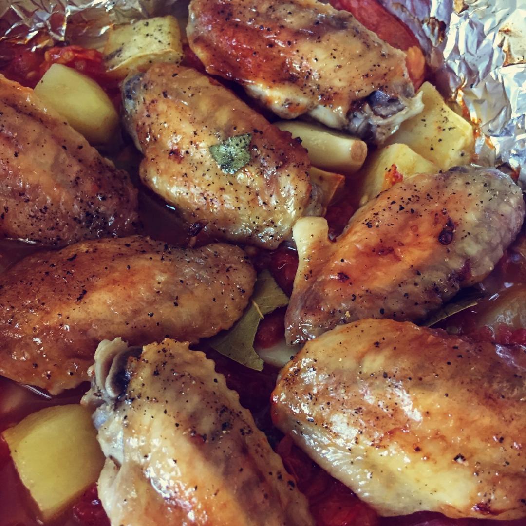 香蒜蕃茄烤鸡腿