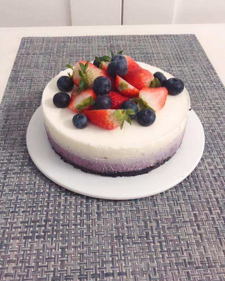 渐变蓝莓冻芝士蛋糕（免烤）