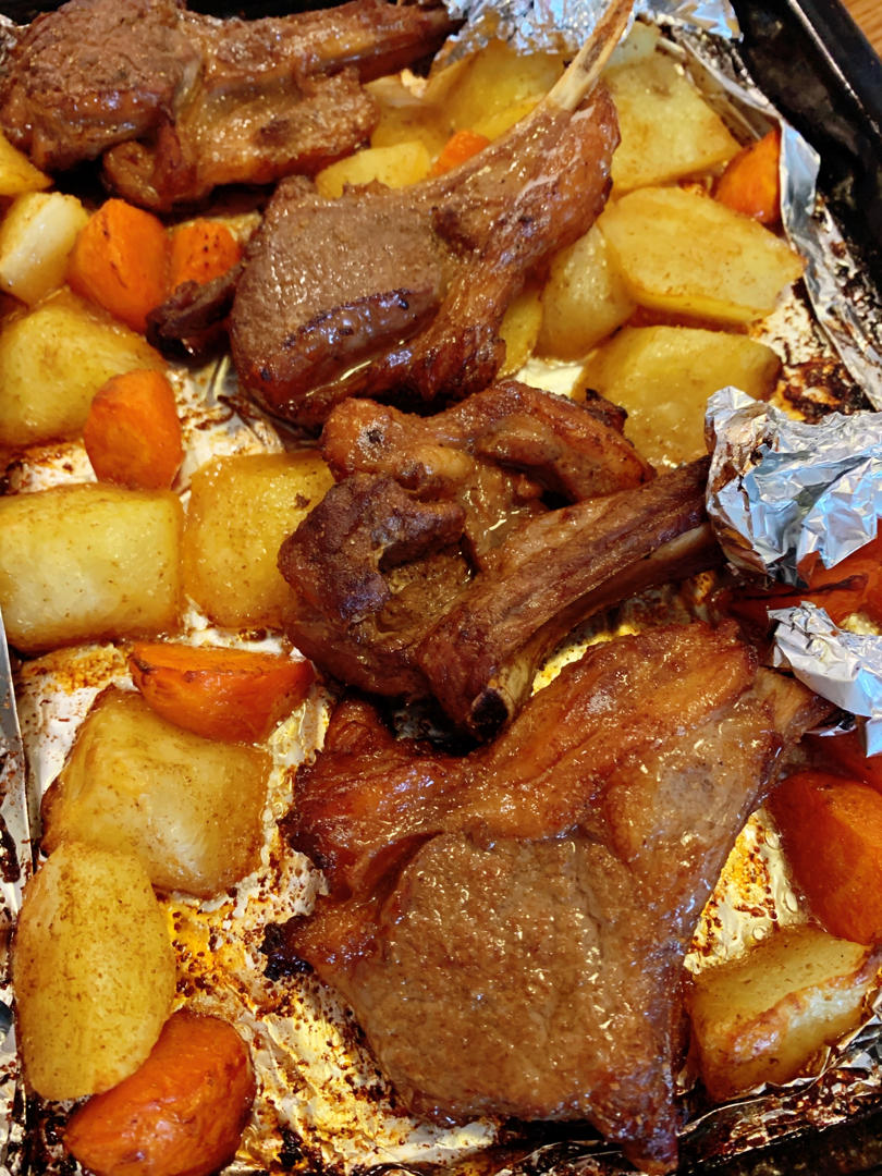 薄荷奶油白兔糖做的超好吃的烤羊排烤箱版