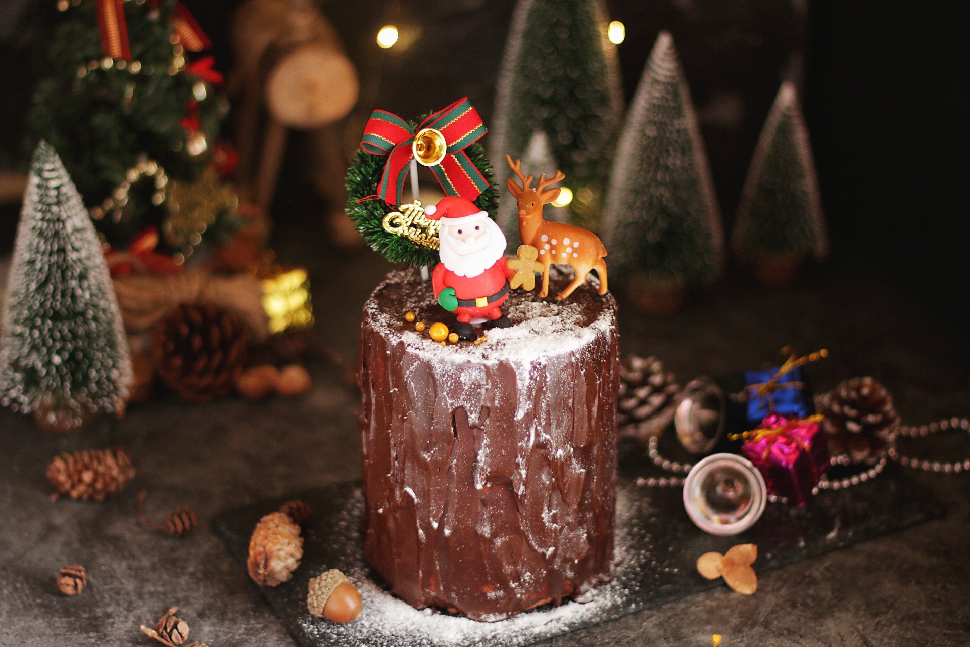 🌈仪式感满满🎄巧克力圣诞树桩蛋糕的做法 步骤7