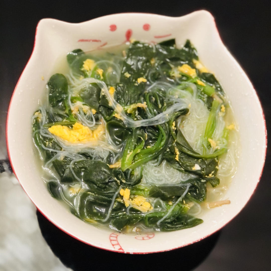 菠菜粉丝鸡蛋汤