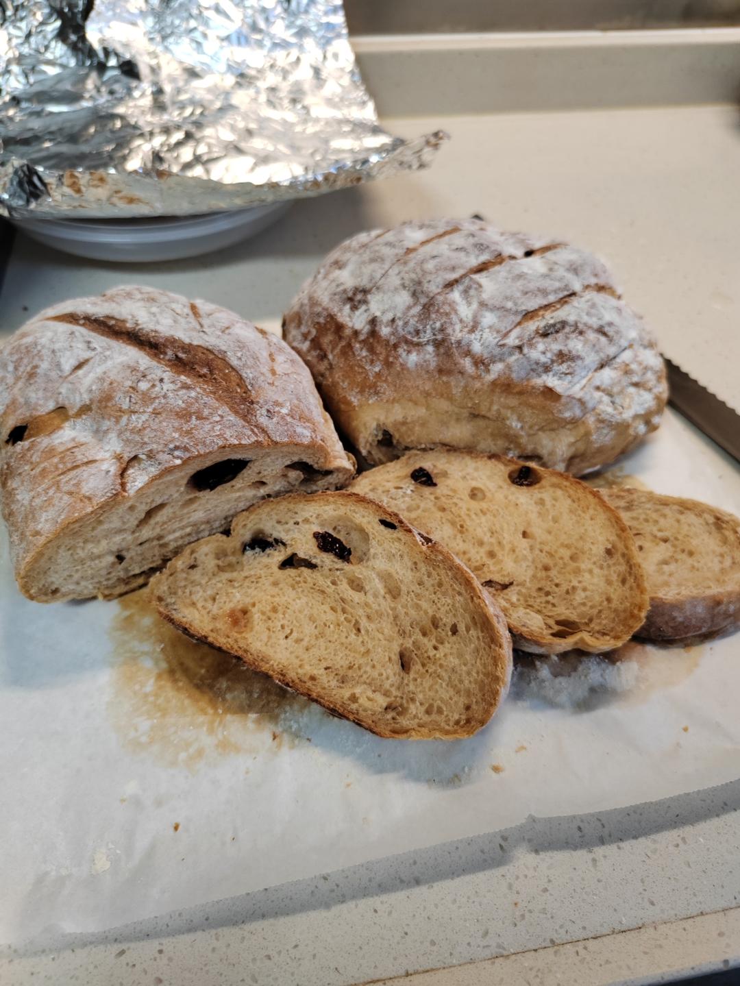 椰香蔓越莓核桃欧包｜隔夜冷藏发酵