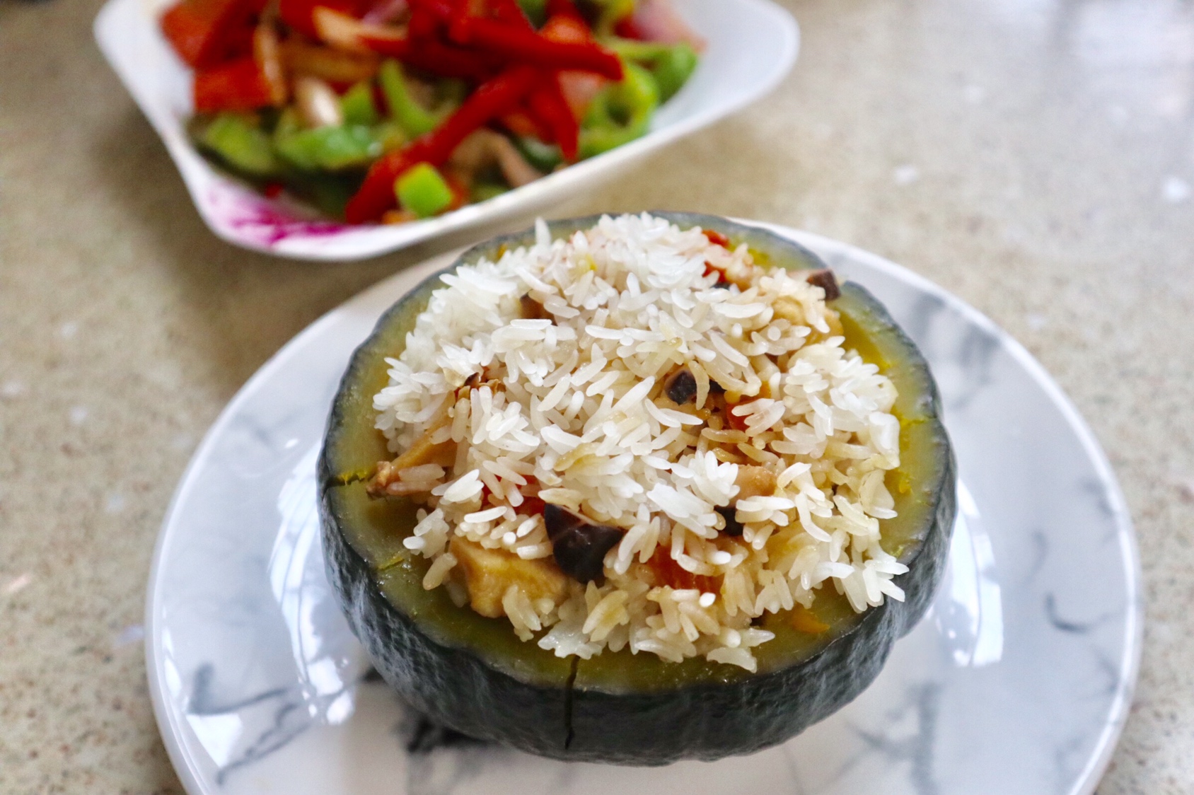 健康贝贝南瓜🎃香香香菇鸡肉蒸饭的做法