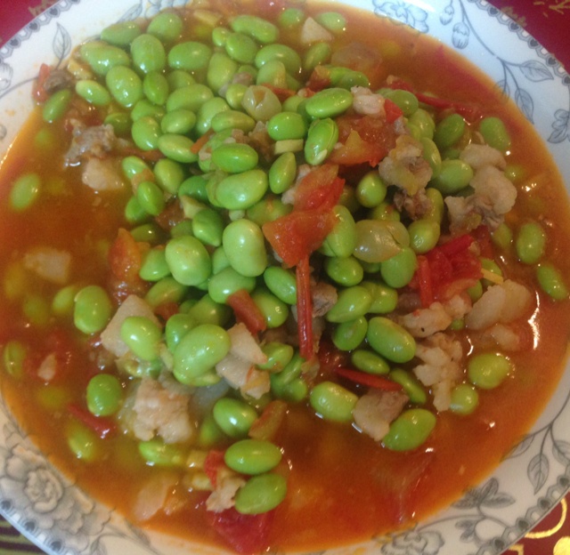 肉末番茄烧毛豆