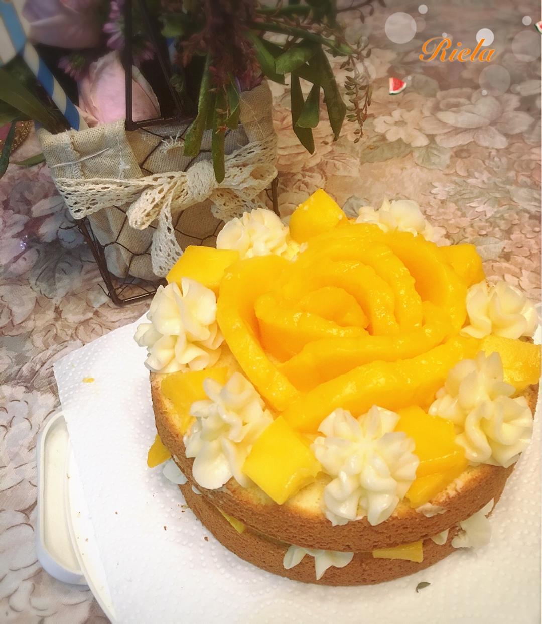 【零失败】不会裱花没关系的水果裸蛋糕 芒果裸蛋糕 完美戚风胚