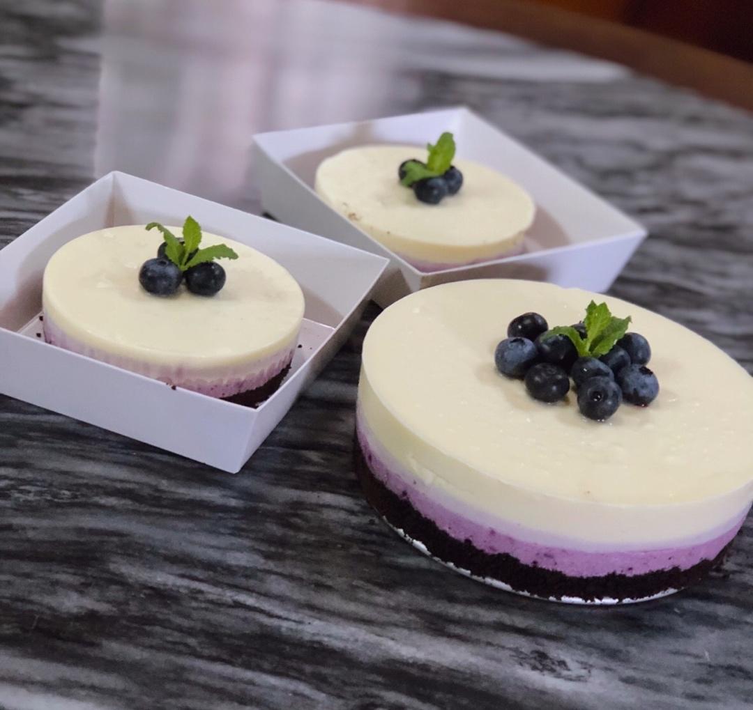 渐变蓝莓冻芝士蛋糕（免烤）