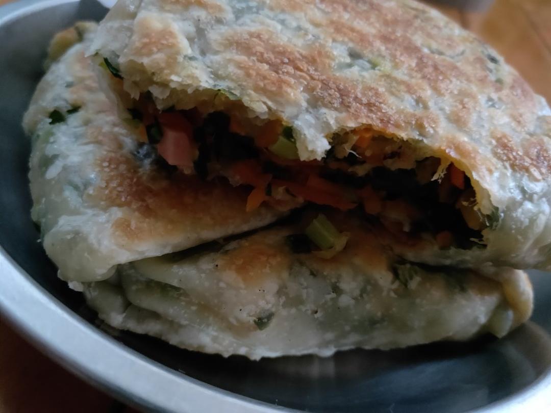 韭菜鸡蛋馅饼（手抓饼皮）