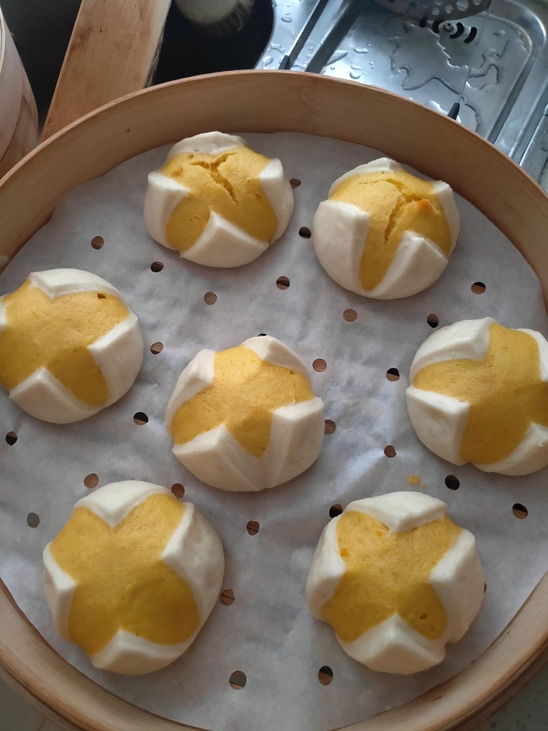 紫薯开花馒头（一次发酵双色馒头）