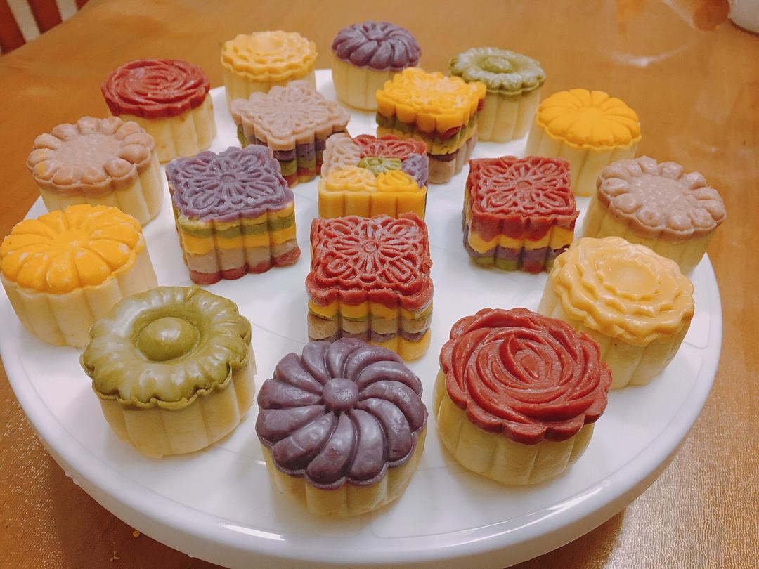 彩虹绿豆月饼（低油低糖无色素版）