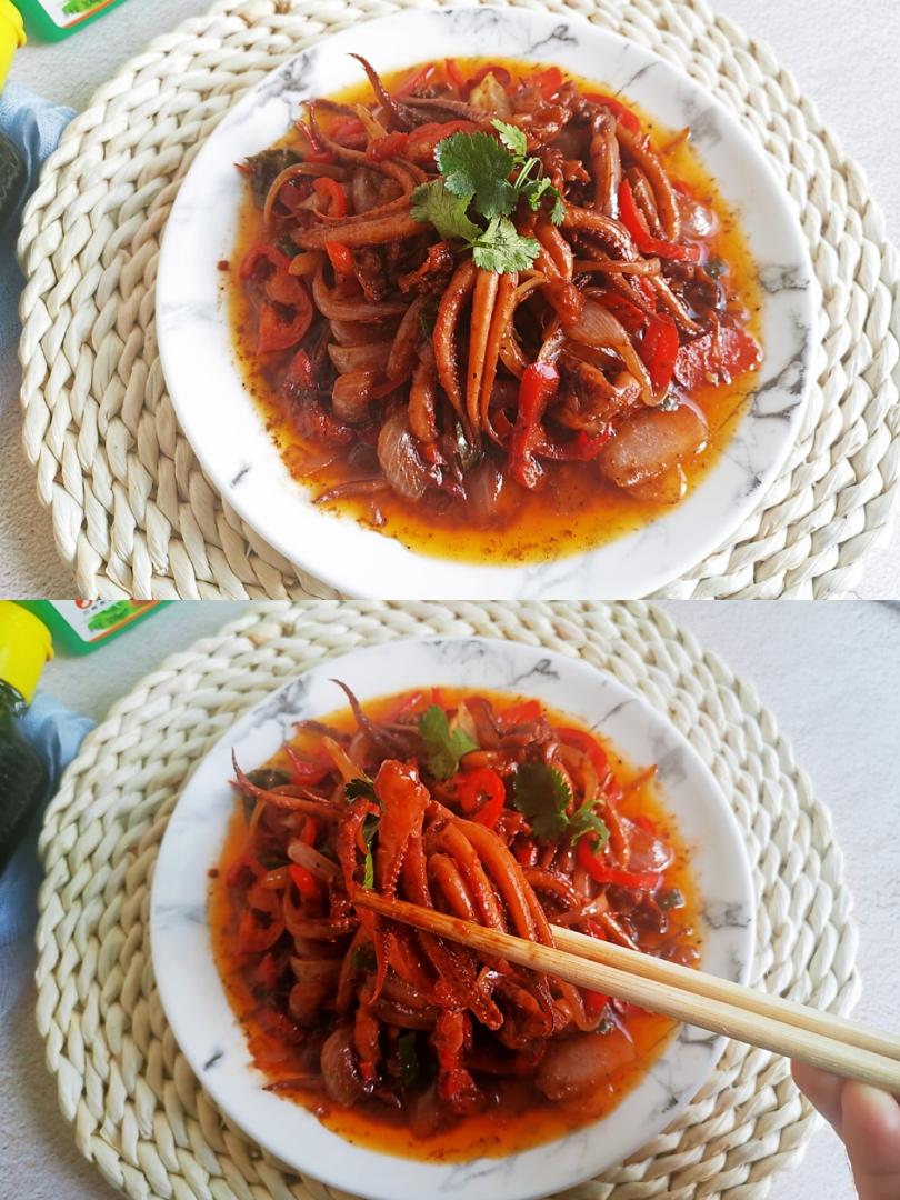 麻辣鲜香酱爆鱿鱼须的做法