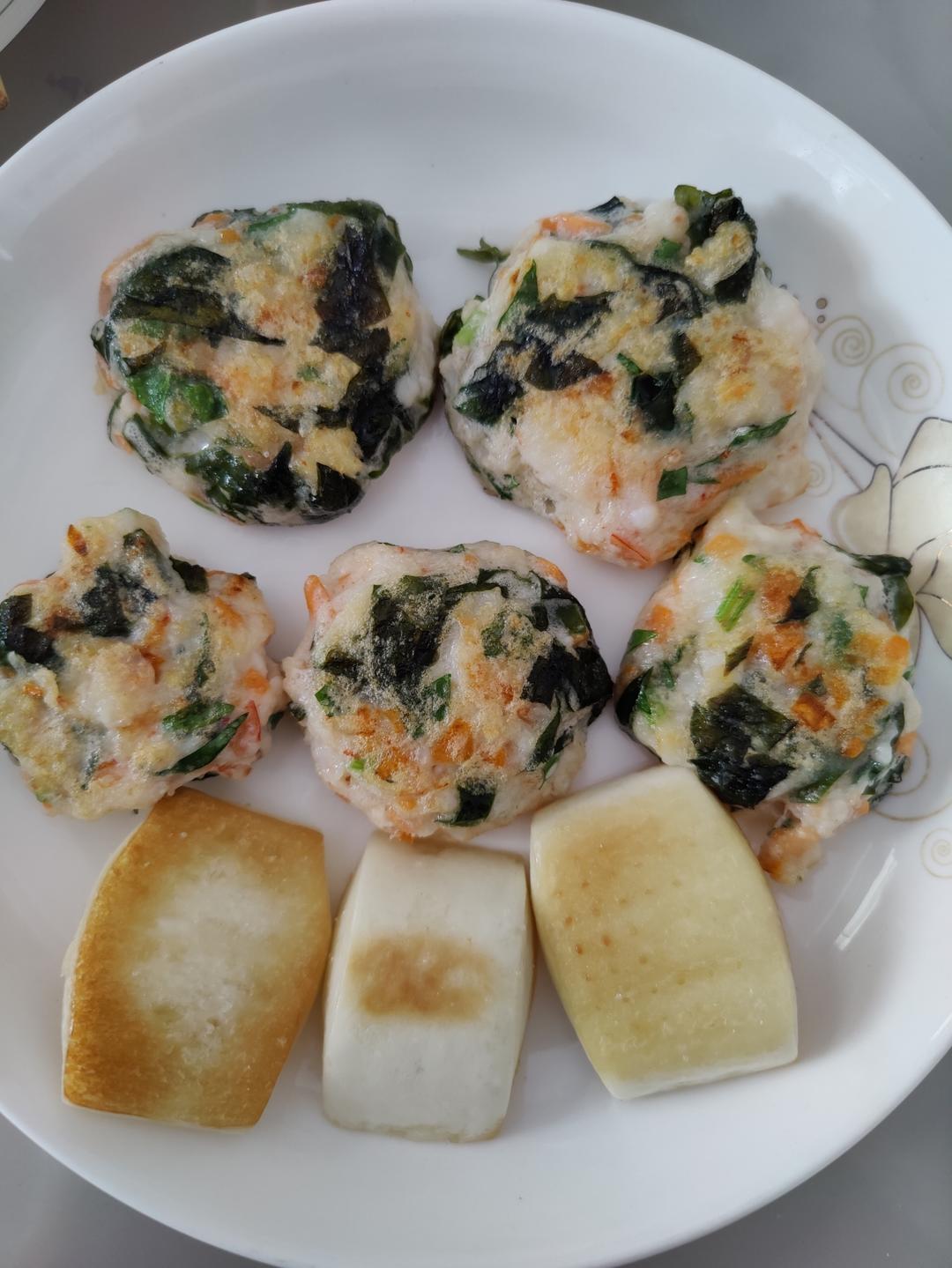 裙带菜鲜虾饼【宝宝辅食】