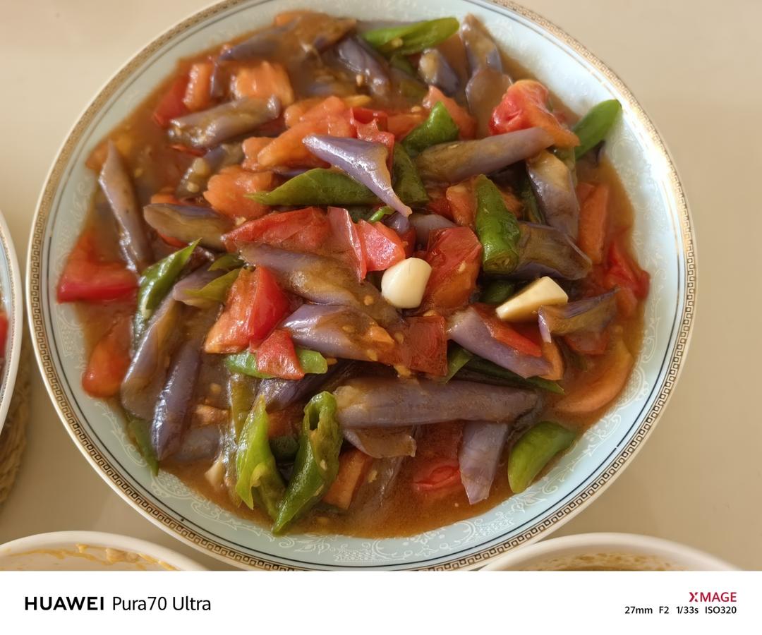 红烧茄子（佐西红柿尖椒）