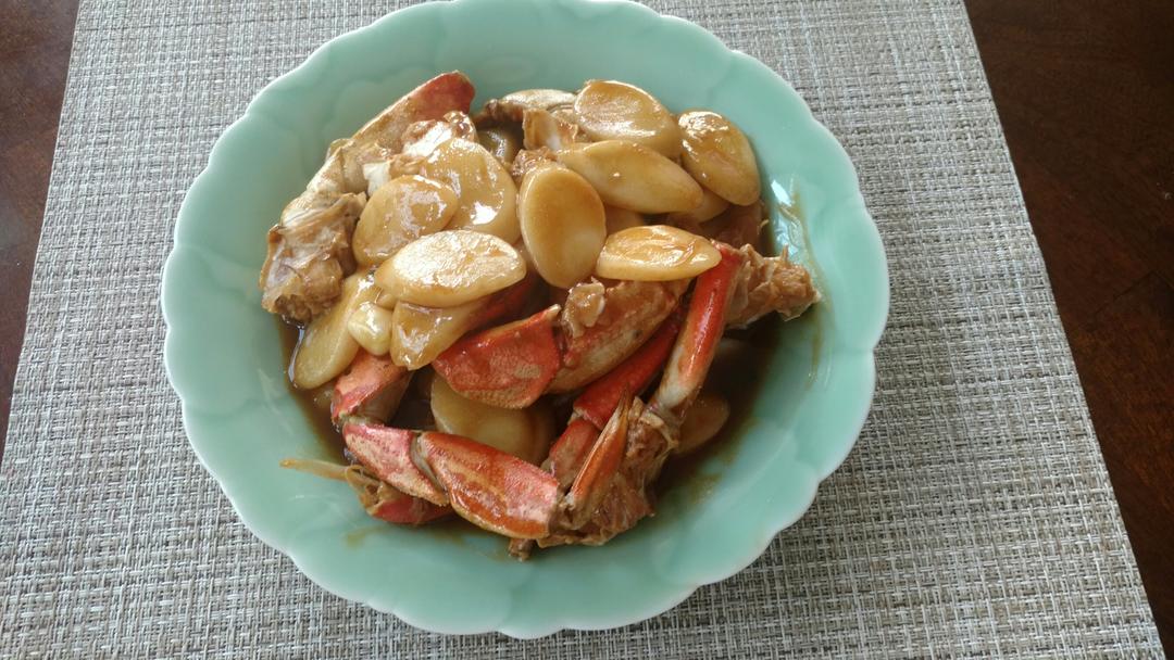 姜葱青蟹炒年糕