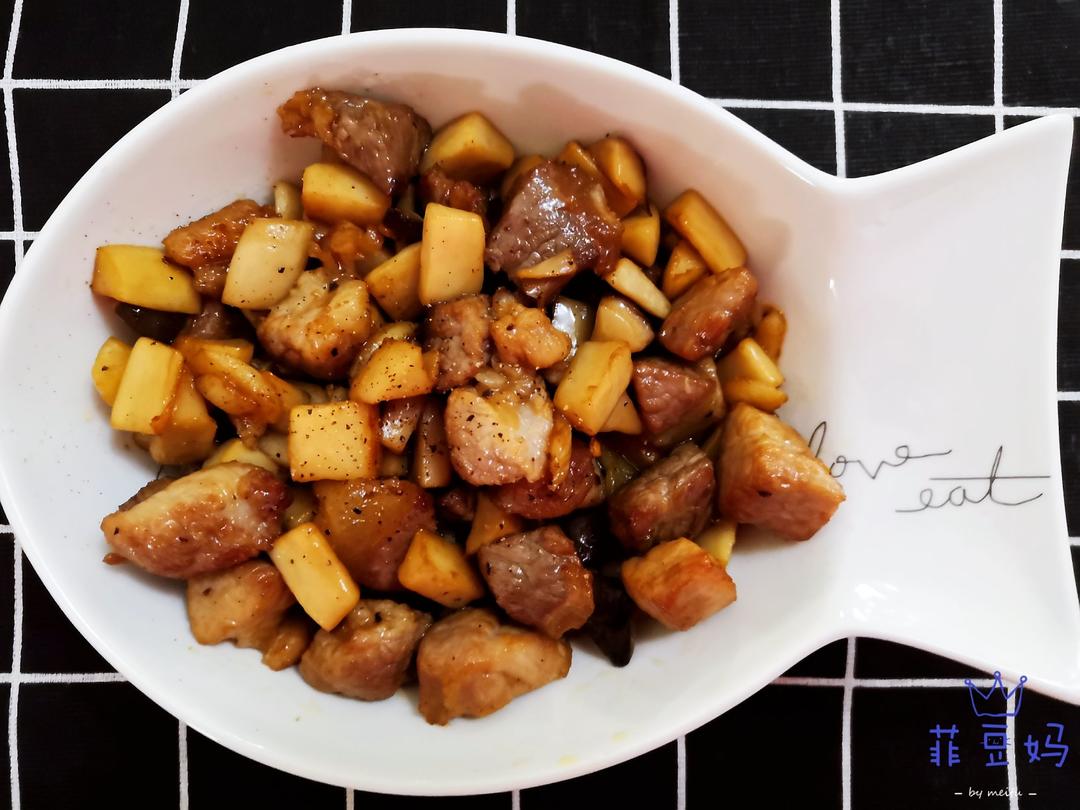 家常菜~杏鲍菇烧牛肉粒