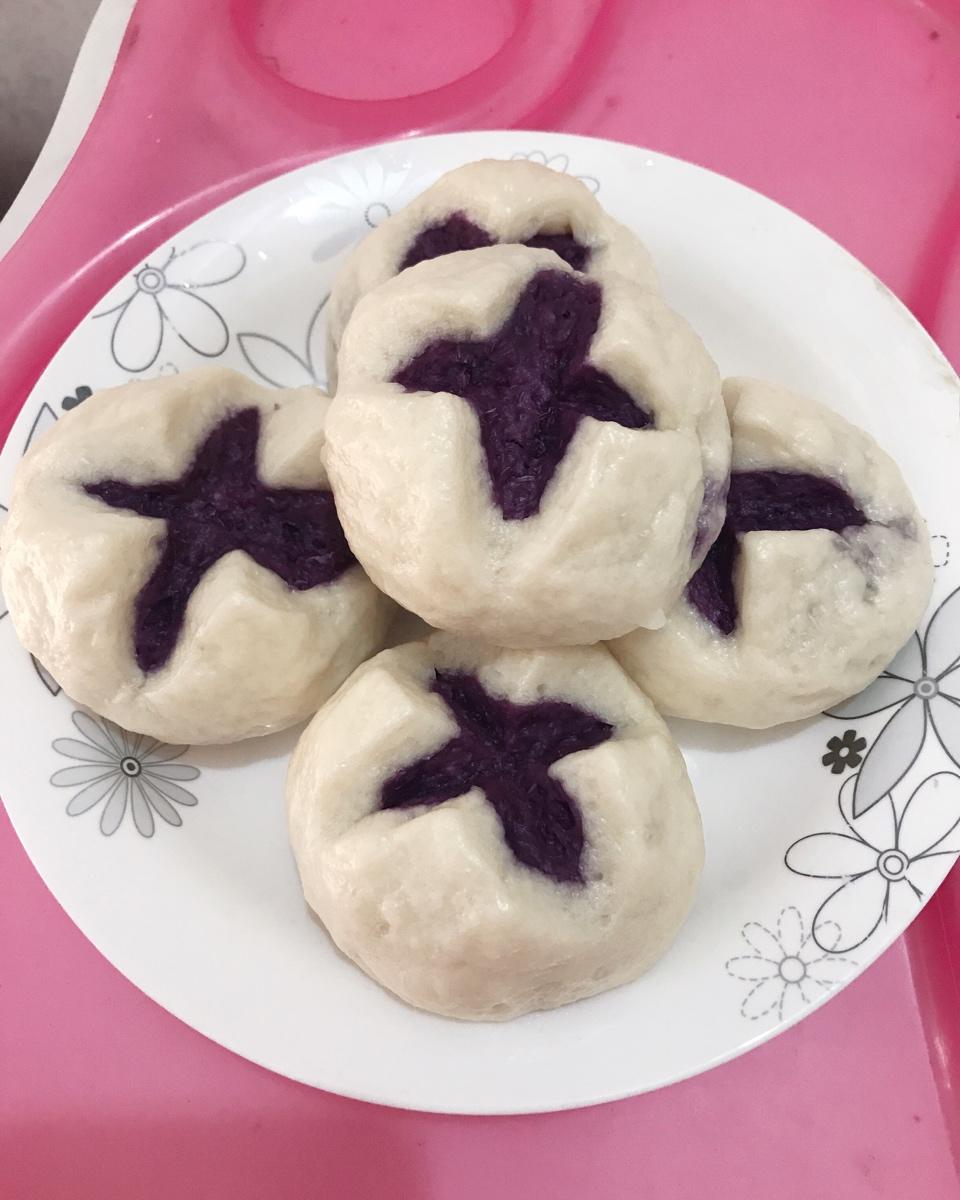 紫薯开花馒头-面包机版和面