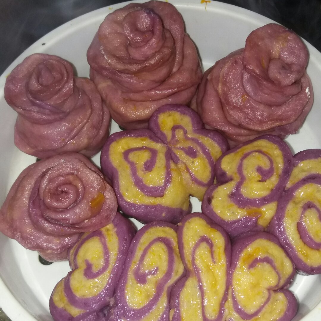 南瓜紫薯花样馒头