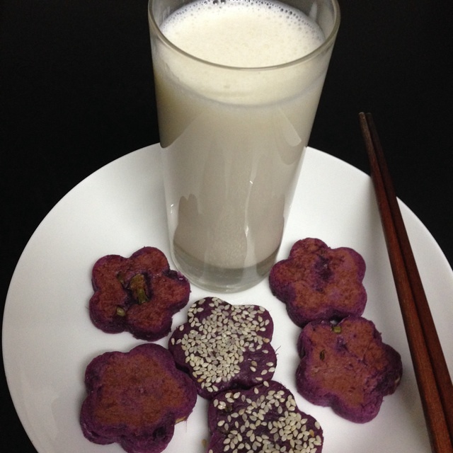 奶香淮山汁&烤紫薯饼的做法