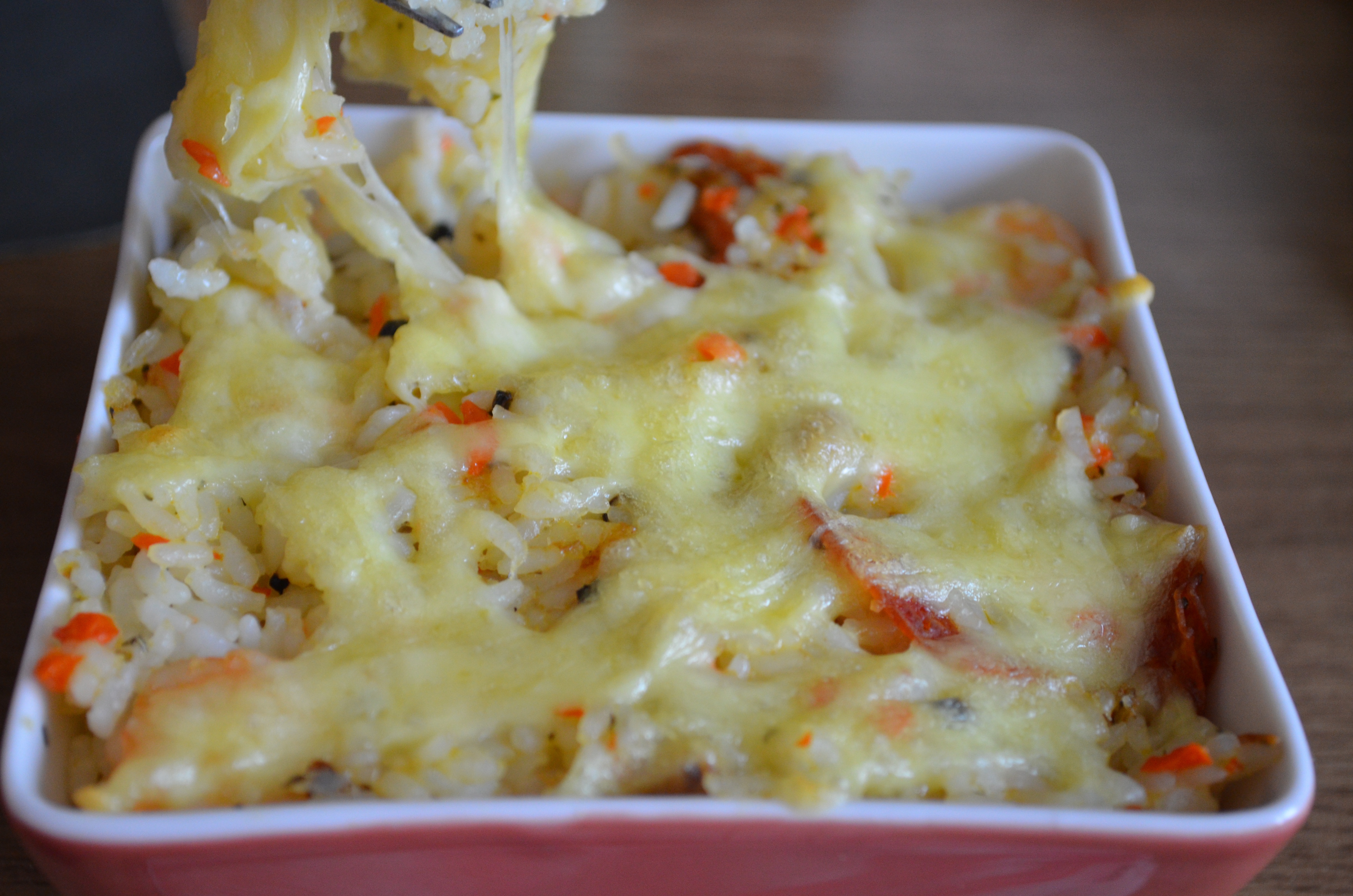 虾仁培根芝士焗饭