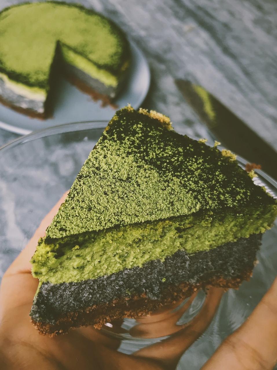 喵哥(ΦωΦ)做的和风抹茶黑芝麻乳酪蛋糕